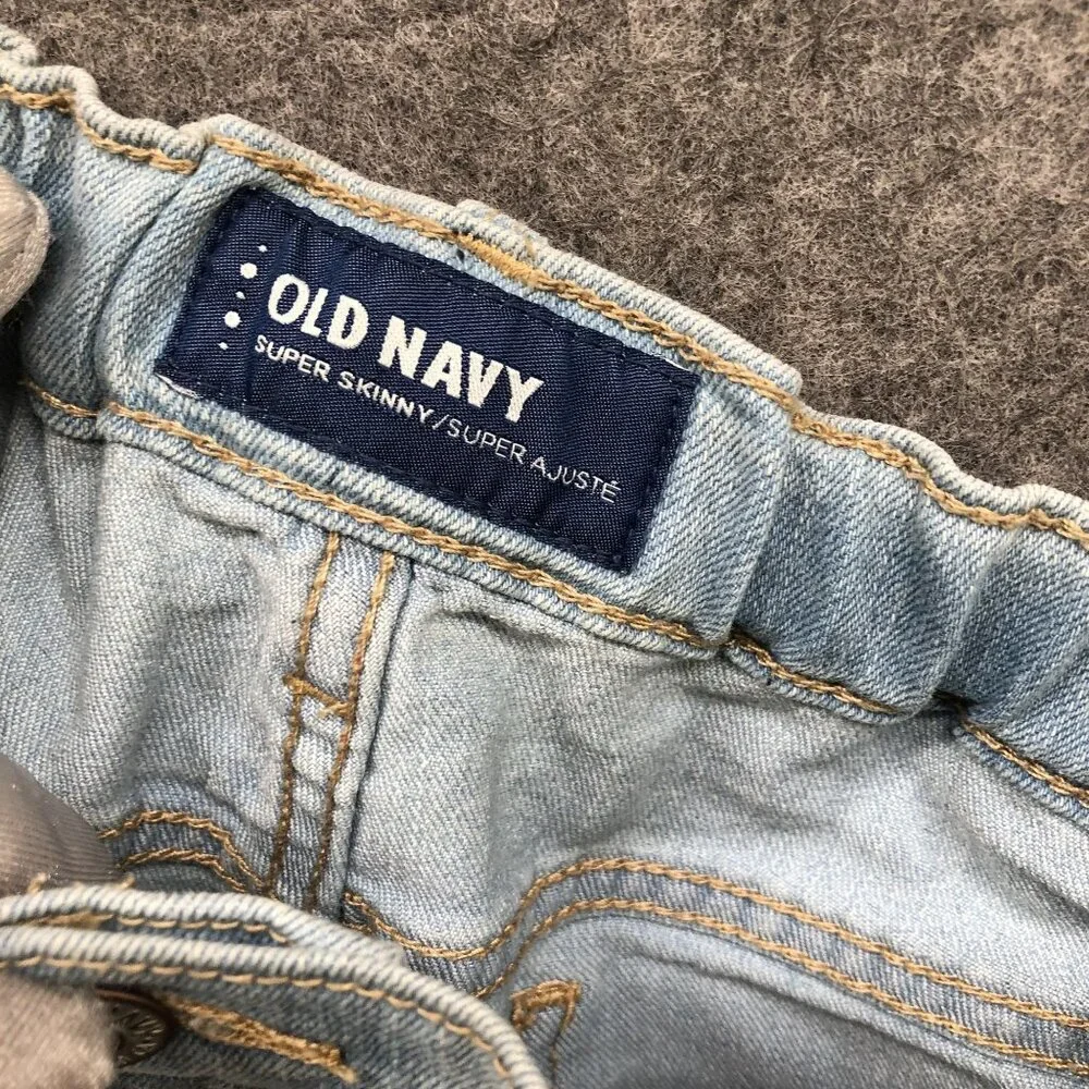 Old Navy Girls 12 Plus Super Skinny‎ Jeans Blue Light Wash Distressed Adjustable